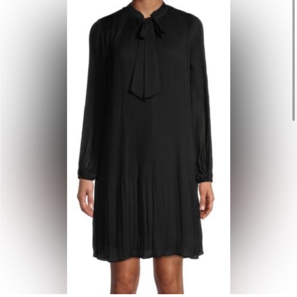 DKNY -Tie-Neck Pleated Shift Dress Size 12